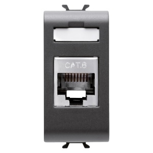 Priză RJ45 - categoria 6 - FTP - 1 modul - satin black - Chorusmart Gewiss GW12424
