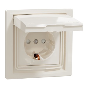 Priza simpla capac 2P+E 16A IP44 crem Schneider Asfora EPH3100323