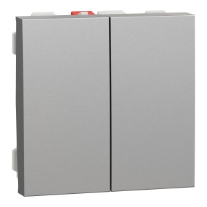 Intrerupator dublu 10A 2m aluminiu Schneider New Unica NU321130
