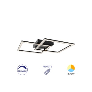 LUSTRA LED 55W CRYSTAL-3IN1-telecomanda-DIM-NEGRU