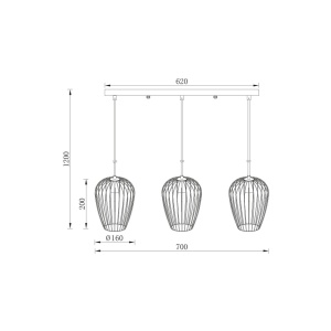 PENDUL W005S-3H-3xE27-METAL NEGRU - Img 4