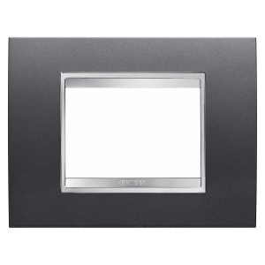 Placă lux - in tehnopolimer vopsit - 3 module - ardezie - Chorusmart Gewiss GW16203VA