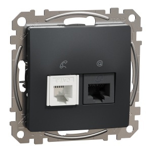Priza RJ11-RJ45 Cat5E UTP antracit Schneider Sedna Design & Elements SDD114458