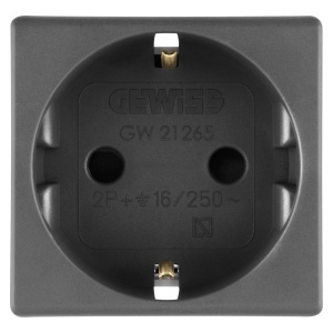 PRIZĂ STANDARD GERMANĂ 250V c.a. - 2P+E 16A - 2 MODULE - SISTEM NEGRU Gewiss GW21265