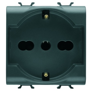 Priză standard italiană/germană 250V c.a. - 2P+E 16A cu amperaj dublu - 2 module - negru Gewiss GW12204