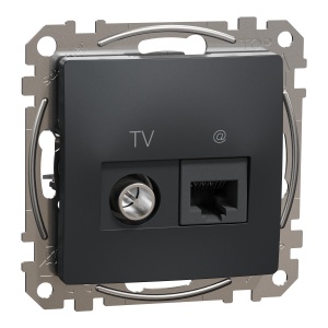 Priza TV+RJ45 Cat6 UTP, antracit Schneider Sedna Design & Elements SDD114469T