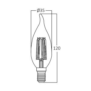 BEC LED CU FILAMENT TR 6W C35T E14 3000K FLACARA - Img 3