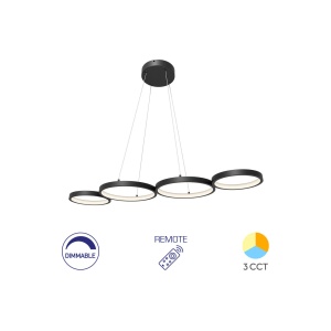 CORP DECORATIV LED 60W 3in1-Telecomanda-DIM PD1-RND NELA NEGRU