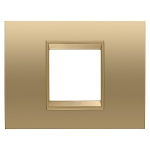 Placă lux - in metal - 2 module - aur - cadru interior aur mat - Chorusmart Gewiss GW16202XG