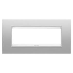 Placă lux - in metal - 6 module - gri magnetic - cadru interior gri magnetic mat Gewiss GW16206XR