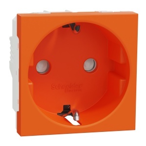 Priza 2P+E 16A, obturat., oranj Schneider New Unica NU303761