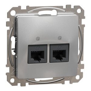 Priza dubla RJ45 Cat5E UTP aluminiu Schneider Sedna Design & Elements SDD113452