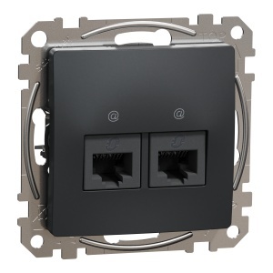 Priza dubla RJ45 Cat6A UTP antracit Schneider Sedna Design & Elements SDD114467