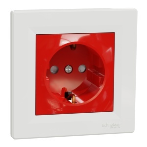 Priza rosie 2P+E obt 16A rama alba Schneider Asfora EPH2900521