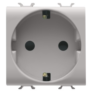 Priză standard germană 250V c.a. - 2P+E 16A - 2 module - bej satinat natural - Chorusmart Gewiss GW13241