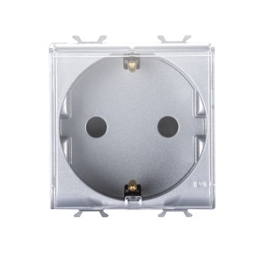 Priză standard germană 250V c.a. - 2P+E 16A - 2 module - cu capac - titan - Chorusmart Gewiss GW14242