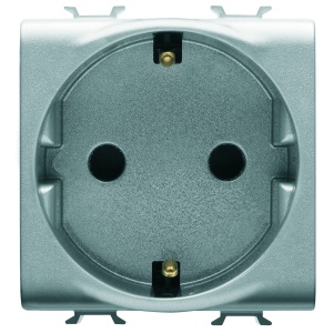 Priză standard germană 250V c.a. - 2P+E 16A - 2 module - titan - Chorusmart Gewiss GW14241