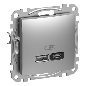 Incarcator USB A+C, 45W, alu Schneider Sedna Design & Elements SDD113404