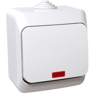 Intrerupator simplu cu ind lum, 16A, alb Schneider Cedar Plus WDE000514