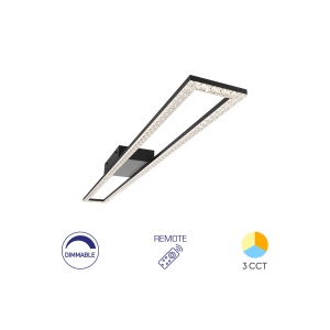 LUSTRA LED 40W CRYSTAL-3IN1-telecomanda-DIM-NEGRU