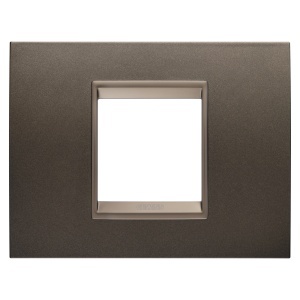 Placă lux - in metal - 2 module - maro anodic - cadru interior bronz mat închis Gewiss GW16202XV
