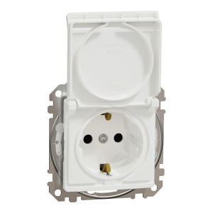 Priza 2P+E obt+capac, IP44 f. surub, alb Schneider Sedna Design & Elements SDD211024