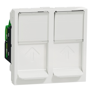 Priza dubla RJ45, CAT6 STP, 2m, alb Schneider New Unica NU342618