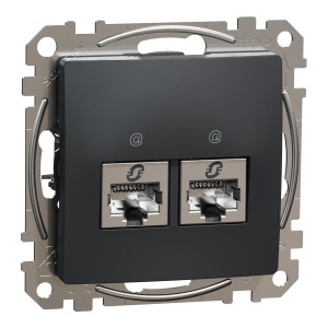 Priza dubla RJ45 Cat6 STP antracit Schneider Sedna Design & Elements SDD114462S