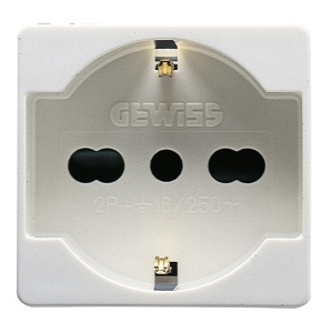 Priză standard italiană/germană 250V c.a. - 2P+E 16A cu amperaj dublu - P40 - 2 module Gewiss GW20246