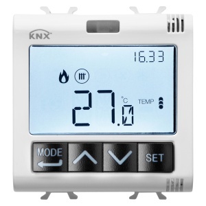Termostat cu management umiditate - KNX - 2 module - alb - Chorusmart Gewiss GW10795H