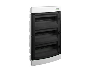 Cofret de distributie din plastic, montare incastrata, usa transparenta, IP40, 3 rânduri, 3x12 module Noark 101516