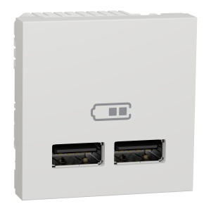 Incarcator dbl USB A+A 2.1A 2m alb Schneider New Unica NU341818