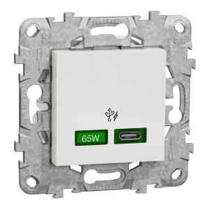 Incarcator rapid USB C 65W+s fix 2m alb Schneider New Unica NU501418