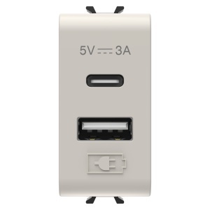 Încărcător USB - tip a+c - 3A - satin natural - 1 modul - Chorusmart Gewiss GW13449