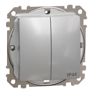 Intrerupator dublu 10AX IP44, alu Schneider Sedna Design & Elements SDD213105
