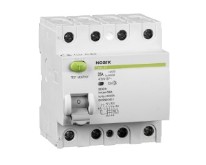 Întreruptor de curent rezidual, Icn=10kA, 4-poli, In=25A, IΔn=100mA, tip AC Noark 108179
