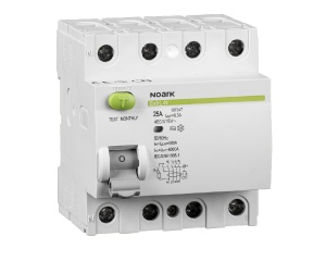 Întreruptor de curent rezidual, Icn=6kA, 4-poli, In=40A, IΔn=100mA, tip A Noark 108366