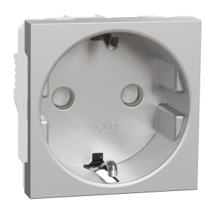Priza 2P+E 16A,obturat,aluminiu Schneider New Unica NU303730