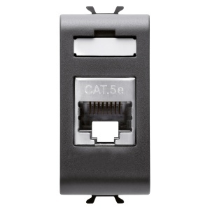 PRIZĂ RJ45 - CATEGORIA 5e - FTP - 1 MODUL - SATIN BLACK - Chorusmart Gewiss GW12422