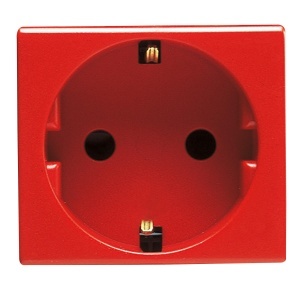 Priză standard germană 250V c.a. - pentru linii dedicate - 2P+E 16A - 2 module - roșu Gewiss GW20297