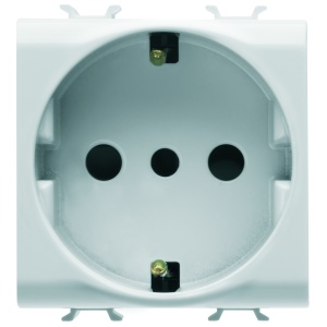 PRIZĂ STANDARD ITALIANĂ/GERMANĂ 250V c.a. - 2P+E 16A - P30 - 2 MODULE - ALB SATINAT Gewiss GW15205
