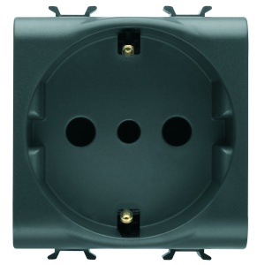 PRIZĂ STANDARD ITALIANĂ/GERMANĂ 250V c.a. - 2P+E 16A - P30 - 2 MODULE - NEGRU SATINAT Gewiss GW12205