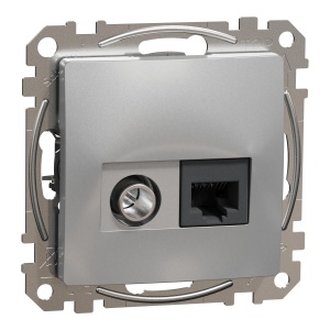 Priza TV+RJ45 Cat6 UTP, aluminiu Schneider Sedna Design & Elements SDD113469T