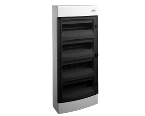 Cofret de distributie din plastic, montare aparenta, usa tranparenta, IP40, 4 rânduri, 4x12 module Noark 101503
