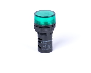 Lampă semnalizare cu montaj pe uşă, capişon plat, rezistiv, verde, 24V AC/DC Noark 105424
