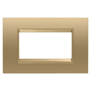 Placă lux - in metal - 4 module - aur - cadru interior aur mat - Chorusmart Gewiss GW16204XG