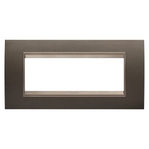 Placă lux - in metal - 6 module - maro anodic - cadru interior bronz mat închis Gewiss GW16206XV
