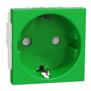 Priza 2P+E 16A, obturatoare, verde Schneider New Unica NU303706