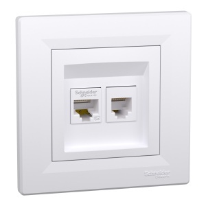 Priza date Cat 5e UTP RJ45 + RJ12 alb Schneider Asfora EPH4900121