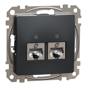 Priza dubla RJ45 Cat6A STP antracit Schneider Sedna Design & Elements SDD114467S
